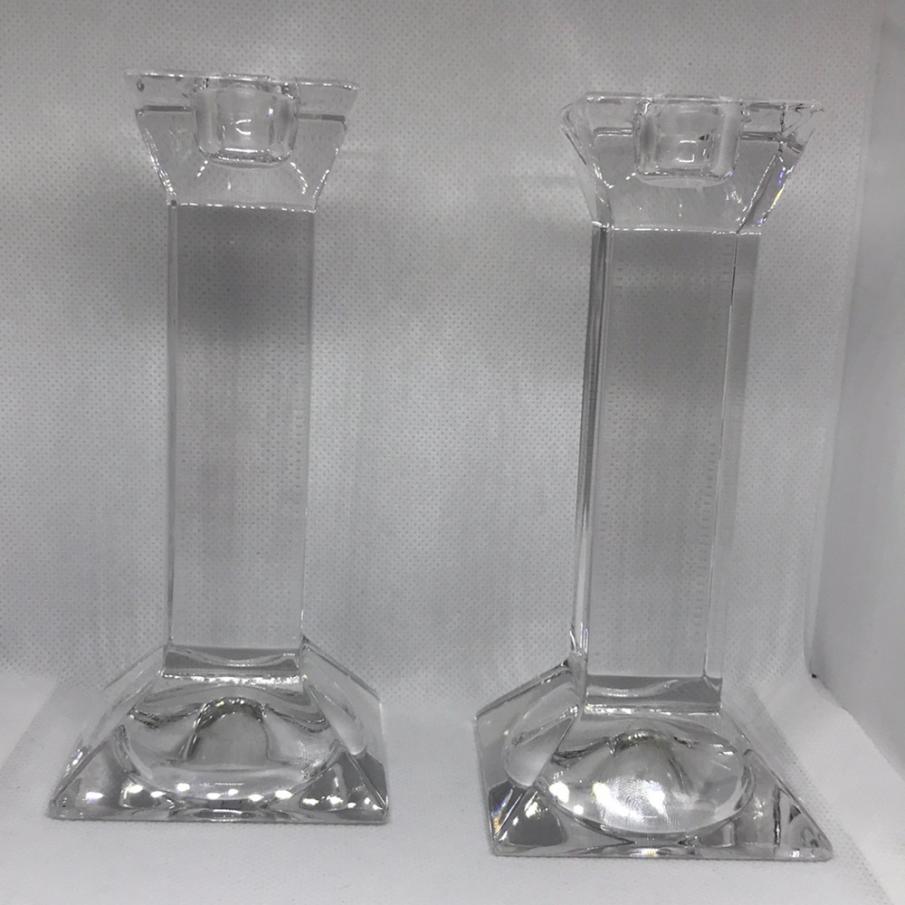 VTG Signed Villeroy & Boch Square Crystal Candle Holder